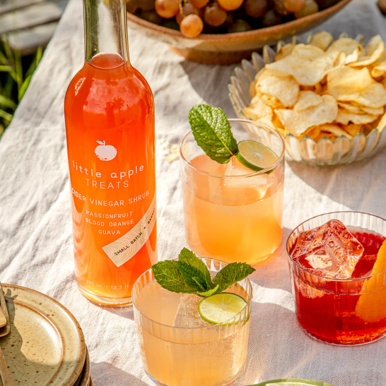 Little Apple Treats artisan drinking vinegar made with traditional Orléans method vinegar and local fruit