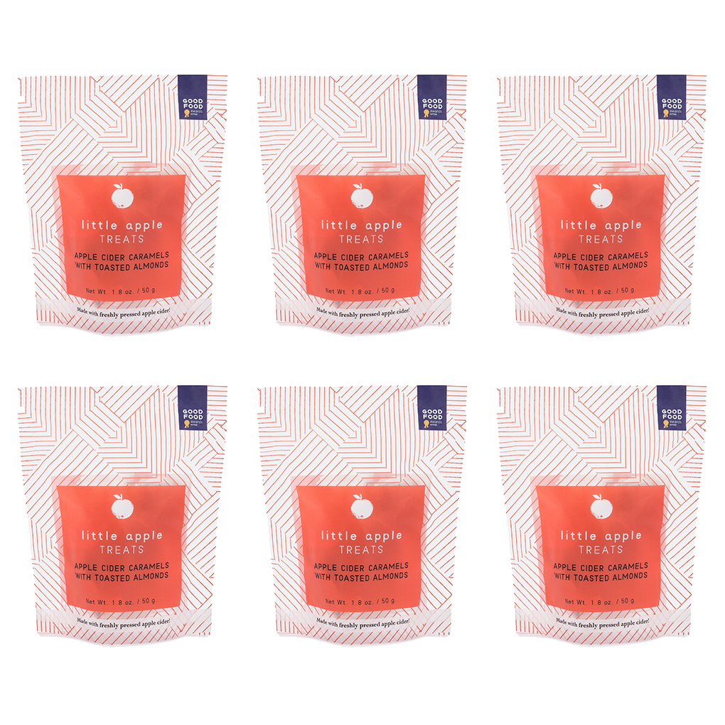 6 Pack - Apple Cider Caramels with Toasted Almonds Treat Pack-Caramels-Little Apple Treats