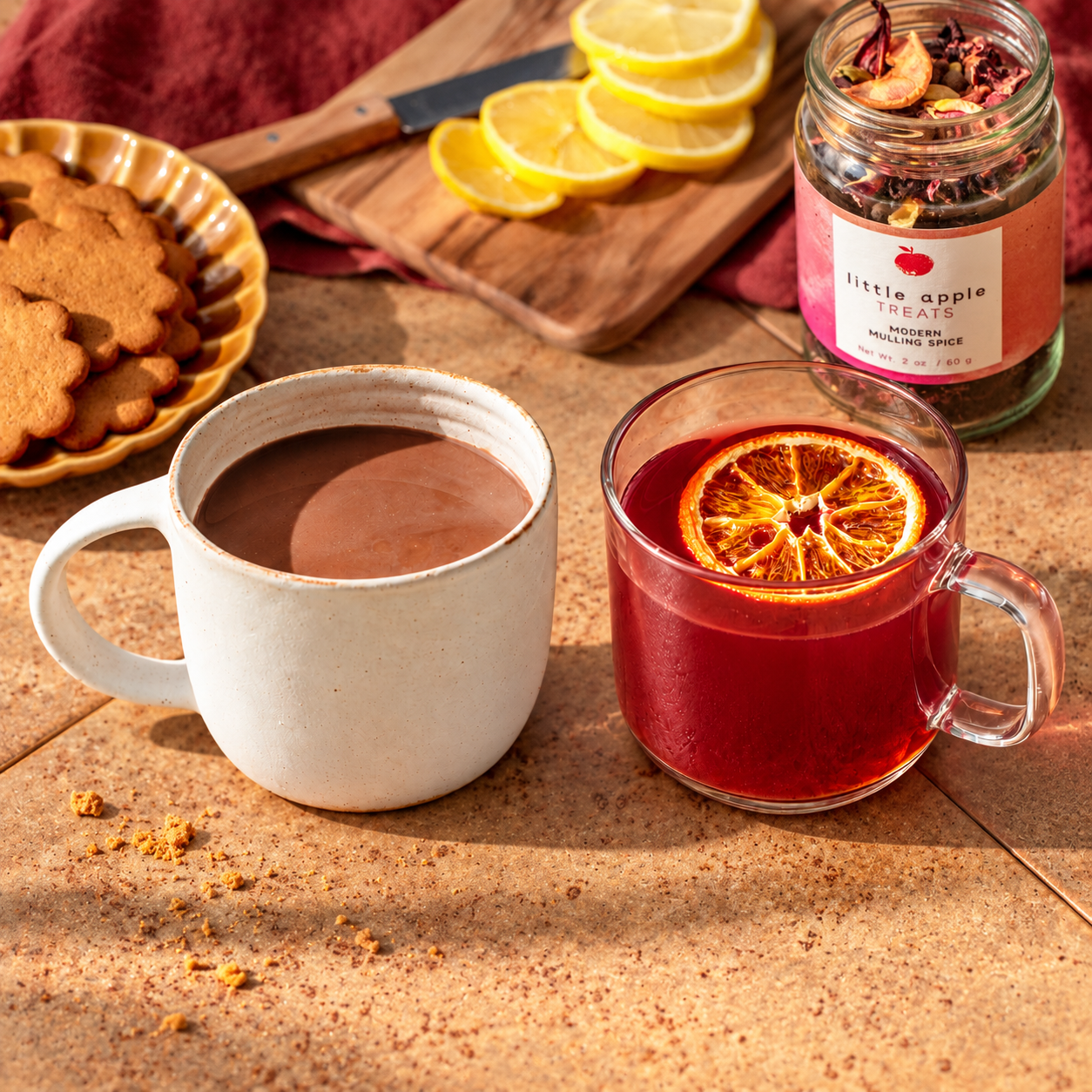 Cup of Cozy Duo, two cozy drinks: cocoa and spiced mulled cider, without gift box