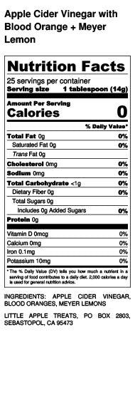 Apple Cider Vinegar with Blood Orange + Meyer Lemon-Vinegar-Little Apple Treats
