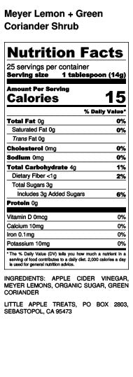 Meyer Lemon + Green Coriander Shrub-Little Apple Treats